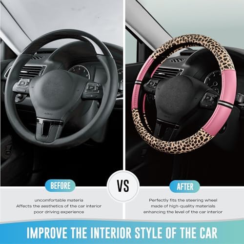 Road Comforts Leopard Steering Wheel Cover - Image 3