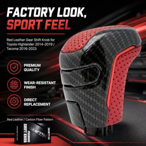 Red Leather Gear Shift Knob for Toyota Tacoma 2016-2021 TRD Pro - Image 5