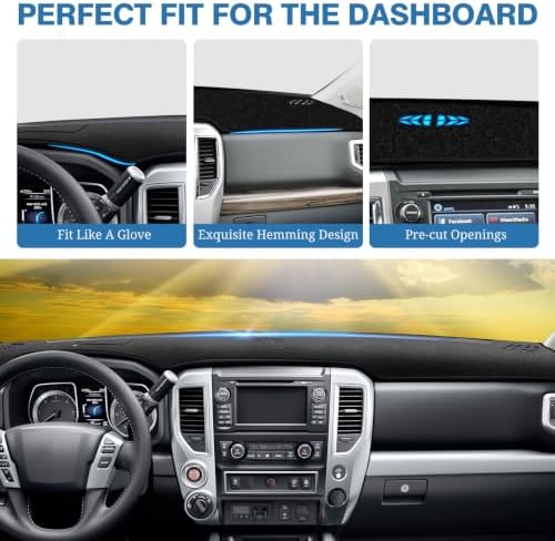 FIILINES Dash Cover for 2016-2024 Nissan Titan, Dashboard Mat Exact Fit for - Image 4