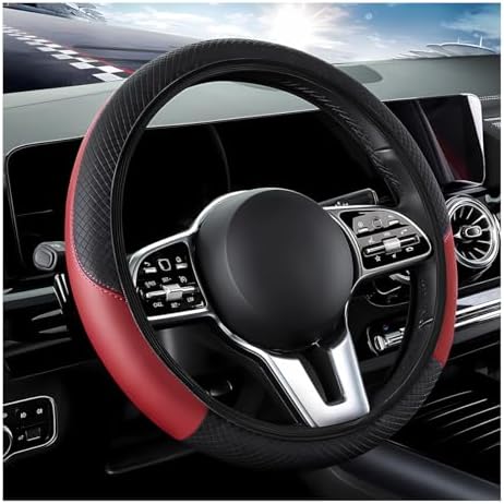 DXNQ Car Steering Wheel Cover, 15 Inch Carbon Fiber Leather Stitching Color by DXNQ