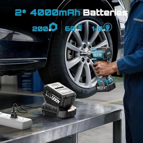 Seesii Upgraded Cordless Impact Wrench 885Ft-lbs: 1/2" Impact Gun - Image 5