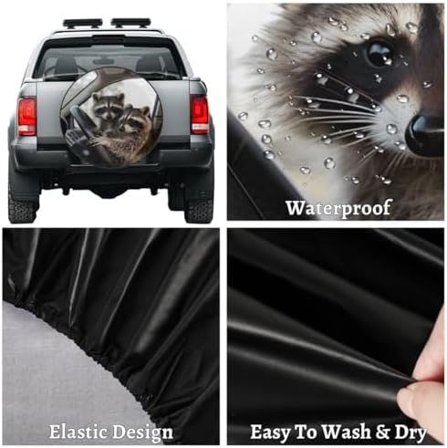 Raccoon Funny Animal Spare Tire Cover Waterproof Dust-Proof Spare Wheel Covers - Image 4
