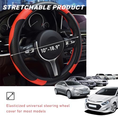 povtii Car Steering Wheel Cover, 15 Inch Leather Breathable Auto Steering Wheel - Image 2