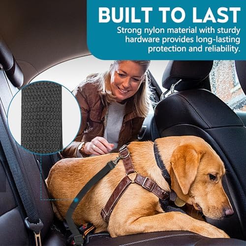 2 Pack Adjustable Dog Car Seat Belt, Heavy Duty Nylon Pet Safety Leash - Image 6