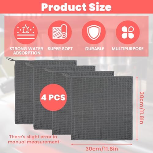 4Pack Waffle Weave Microfiber Towel, 11.8"Microfiber Espresso Towels - Image 3