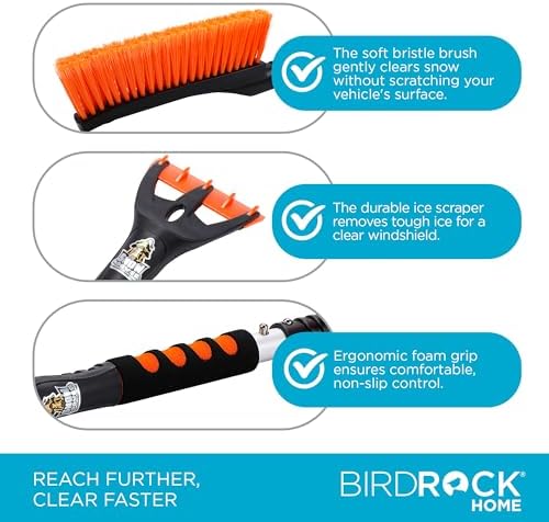 BIRDROCK HOME Snow Brush with Detachable Ice Scraper - Image 6