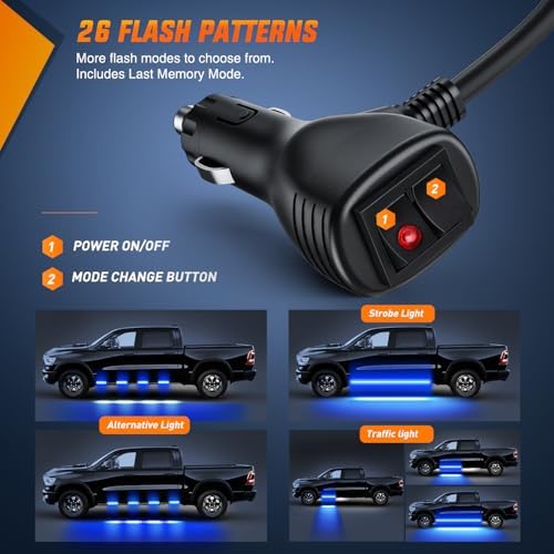 Nilight 2PCS 70 Inch Running Board LED Lights Strip Blue - Image 2