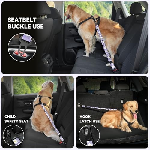Pawaboo Dog Car Seat Belt– Reflective & Adjustable Dogs Cars Harness Leash - Image 4