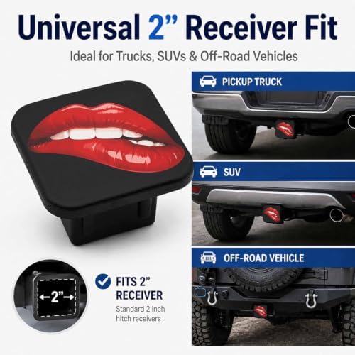 2" Hitch Cover Sexy Red Lips Rubber Towing Hitch Covers Hitch Protector - Image 4