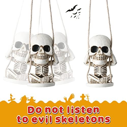 Swinging Skull Decor Rear View Mirror Accessories Halloween Decorations - Image 2