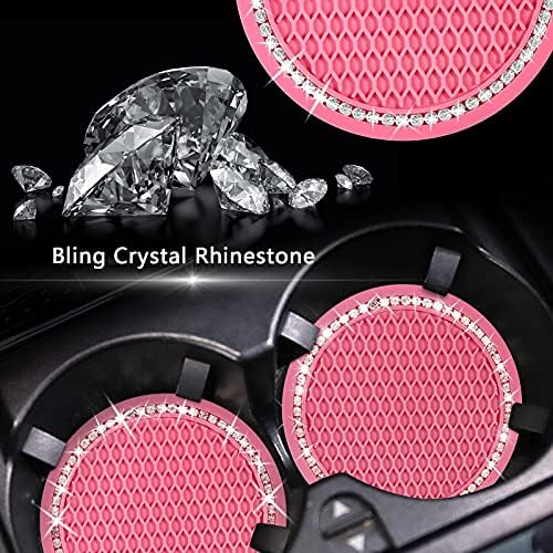 2PCS Bling Car Cup Coaster, 2.75 Inch Auto Cup Holder Insert Coasters Silicone - Image 5