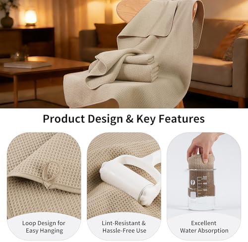 MICROFI Waffle Weave Bath Towel Set, Microfiber, 4 Pieces, Quick Dry, - Image 5
