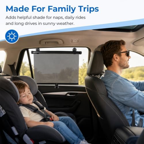 2 Pack Manual Retractable Car Side Window Sun Shade, 15.7" x 17.7" Roller - Image 6