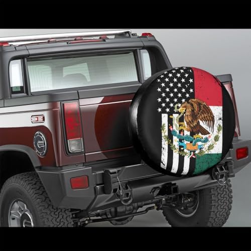 Mexico American Flag Spare Tire Cover, Universal Waterproof & Dustproof Wheel - Image 4