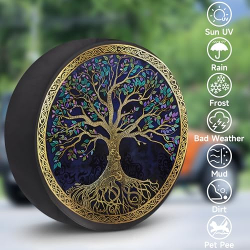 Tree of Life Colorful Leaves Spare Tire Cover Waterproof Dust-Proof Spare Wheel - Image 3