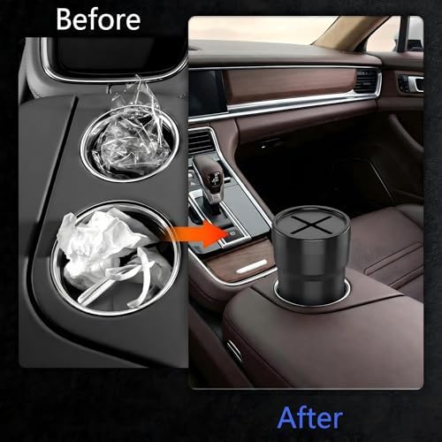 FIOTOK Car Trash Can with Lid, Mini Auto Garbage Can Leakproof Vehicle Trash - Image 3