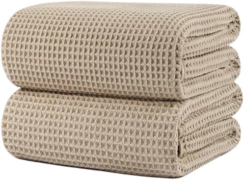 POLYTE 430 GSM Poly Blend Microfiber Waffle Bath Sheet XL Set, 35x70 in by Polyte