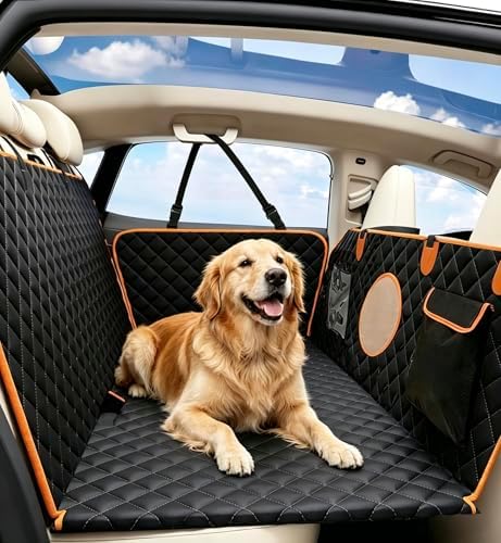 Dog Car Seat Cover for Back Seat，Hard Bottom Back Seat Extender for Dog by KONNAO