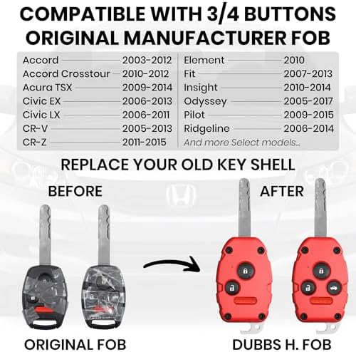 USA-Made for Honda Key Fob Shell | Crack-Resistant & Durable | Seamless Fit | - Image 3