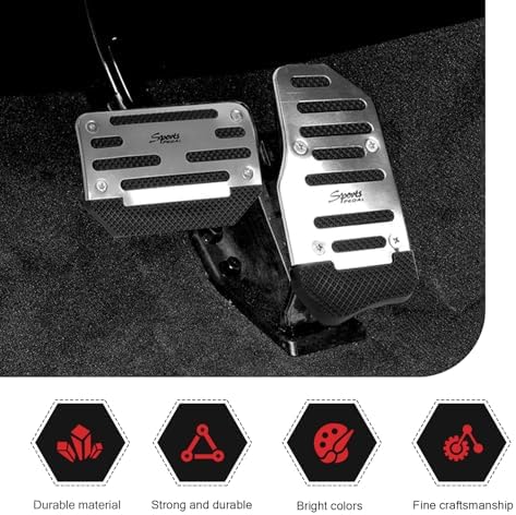 2 PCS Car Non-slip Pedal Pads Set, Alloy Brake Pedal Protectors, Accelerator - Image 3