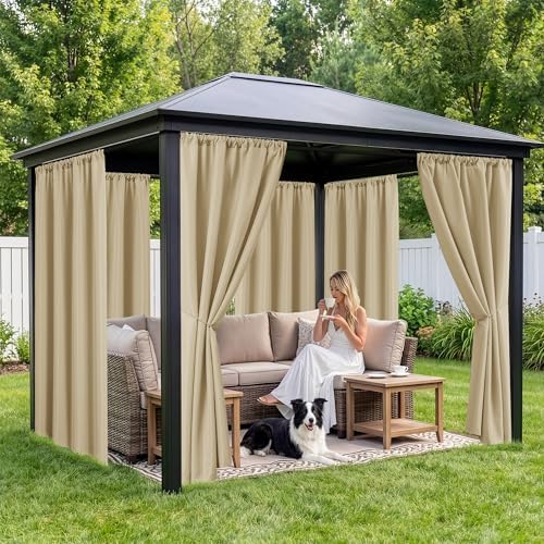 Patio Curtains Outdoor Waterproof, 4 Panels, Rod Pocket Sunshades - Image 4