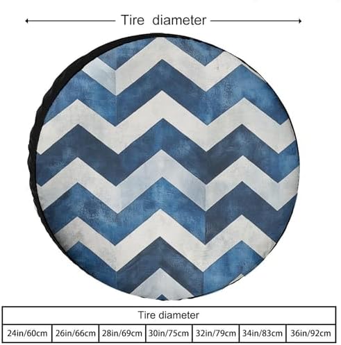 Camping Spare Tire Cover 14inch Blue and White Chevron Waterproof Polyester - Image 2