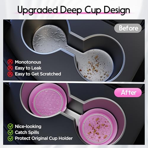 Amooca 4-Pack Car Cup Holder Coaster Bling Crystal Rhinestone Car Interior - Image 4