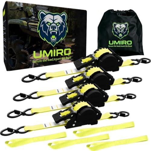 Retractable Ratchet Straps, 1 Inch x 12 Feet Heavy Duty Tie Downs, 1760lb Break by Umiro