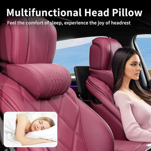 Seat Headrest Car Neck Pillow for Driving Memory Foam Red 2 Packs - Image 6