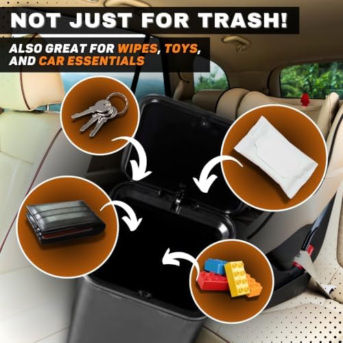 Car Trash Can for Vehicles Leakproof Compact Garbage Bin w/Stability Flap - Image 7