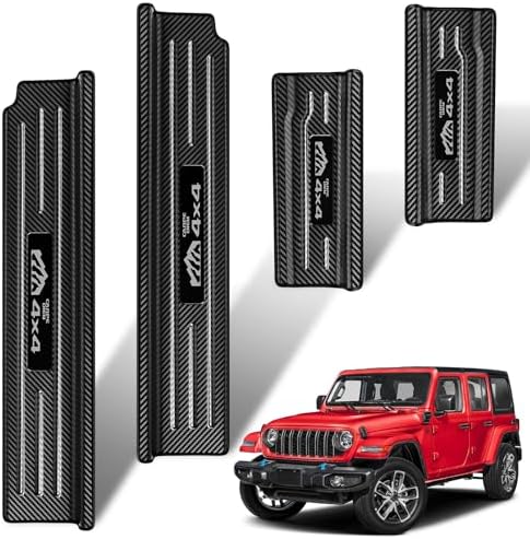 4PCS Door Sill Guards for Jeep Wrangler 2018-2025 2026 JL JLU & 2020-2026 by DWKJMYCP
