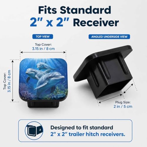 Ocean Dolphins Hitch Cover Receiver Tube Hitch Plug, Tool-Free Install Tow - Image 2