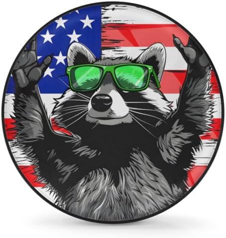 Spare Tire Cover for RV Trailer, American Flag Raccoon Tire Covers Universal by Unknown