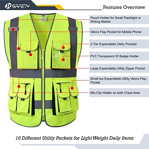 JKSafety Hi Vis Safety Vest for Men Women - Image 3
