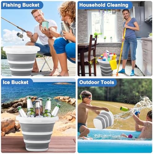 10L Collapsible Bucket for Cleaning, Portable Ice Bucket Water Pail for Space - Image 4