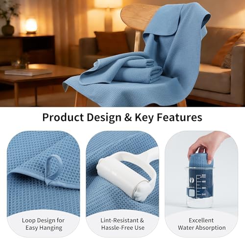 MICROFI Waffle Weave Bath Towel Set, Microfiber, 4 Pieces, Quick Dry, - Image 5