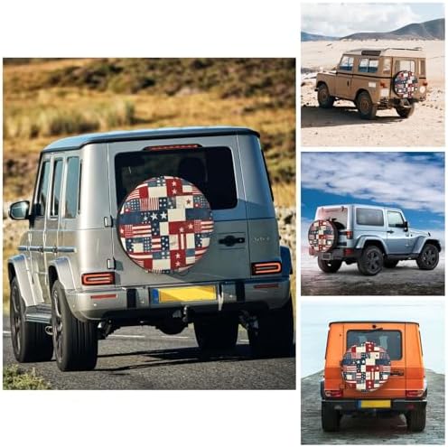 Flag Spare Tire Cover Waterproof Wheel Cover 17 Inch Universal Fit - Image 4