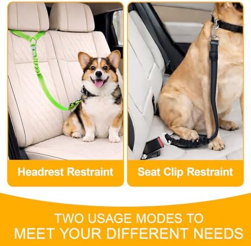 2-Pack Dog Car Seat Belt, 3-in-1 Headrest-Mounted Dog Seatbelt - Image 5