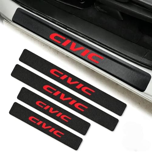 4PCS Carbon Fiber Style Leather Door Sill Protector Scuff Plate Cover Guard - Image 3