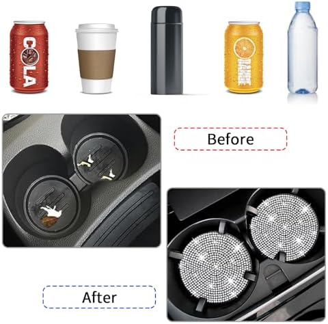 COCASES 4 Pack Bling Car Coasters, Car Cup Holder Coaster, Rhinestone Coaster - Image 4