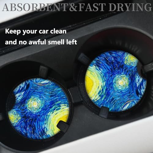 Car Cup Holder Coaster, Absorbent The Stars Rubber New Automotive Cup Holder - Image 2