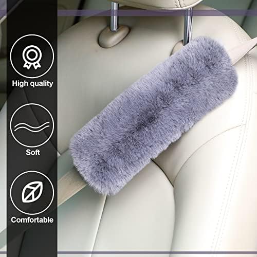Boao 4 Pack Sheepskin Seat Belt Cover Shoulder Pad - Image 3