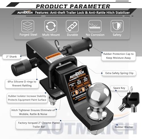 AUTMATCH Trailer Hitch Ball Mount - Image 4