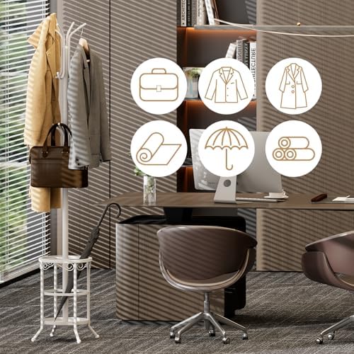 Coat Rack Freestanding with Umbrella Holder – Metal Hanger Stand, Hall Tree - Image 7