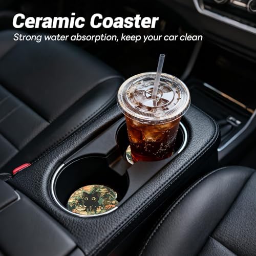 2 Pack Ceramic Car Coasters for Cup Holder, 2.56 in Anti Slip Absorbent Coaster - Image 2