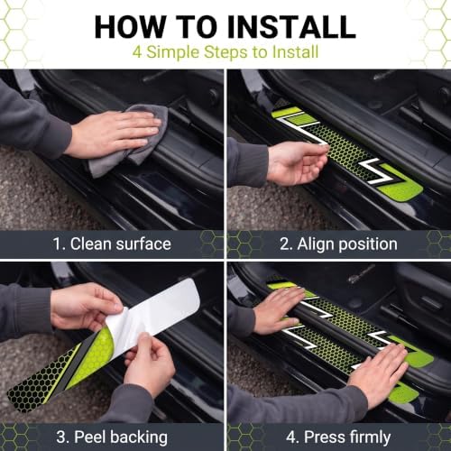 4 PCS Car Door Sill Protector, Lightning Thunder Style Threshold Decor Guard - Image 5