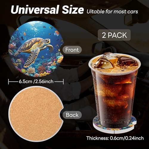 2 Pack Ceramic Car Coasters for Cup Holder, 2.56 in Anti Slip Absorbent Coaster - Image 4