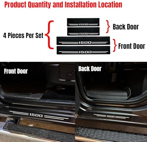 Carbon Fiber Textured Car Door Sill Protectors - Image 6