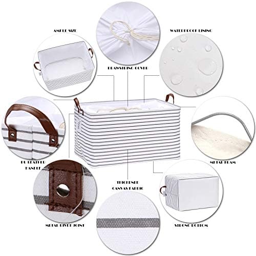 Hinwo 2-Pack Extra Large Canvas Fabric Storage Baskets - Image 4