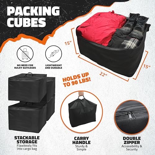 Mockins 15 Cu Ft Durable Trailer Hitch Cargo Carrier Bag w/ 4 Packing Cubes - Image 4